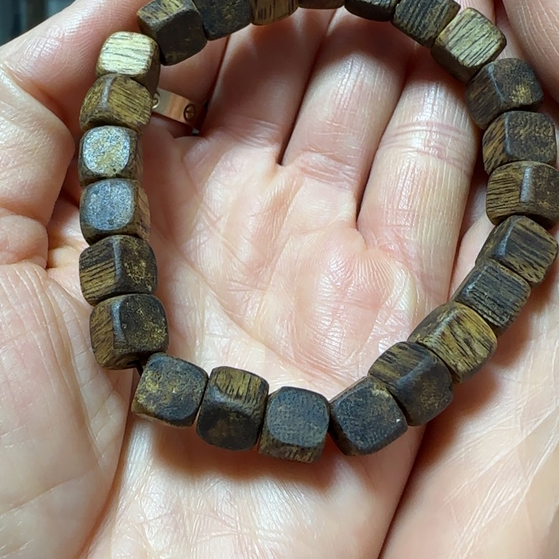 沉香手串绿奇楠沉香方珠单圈手串8克+