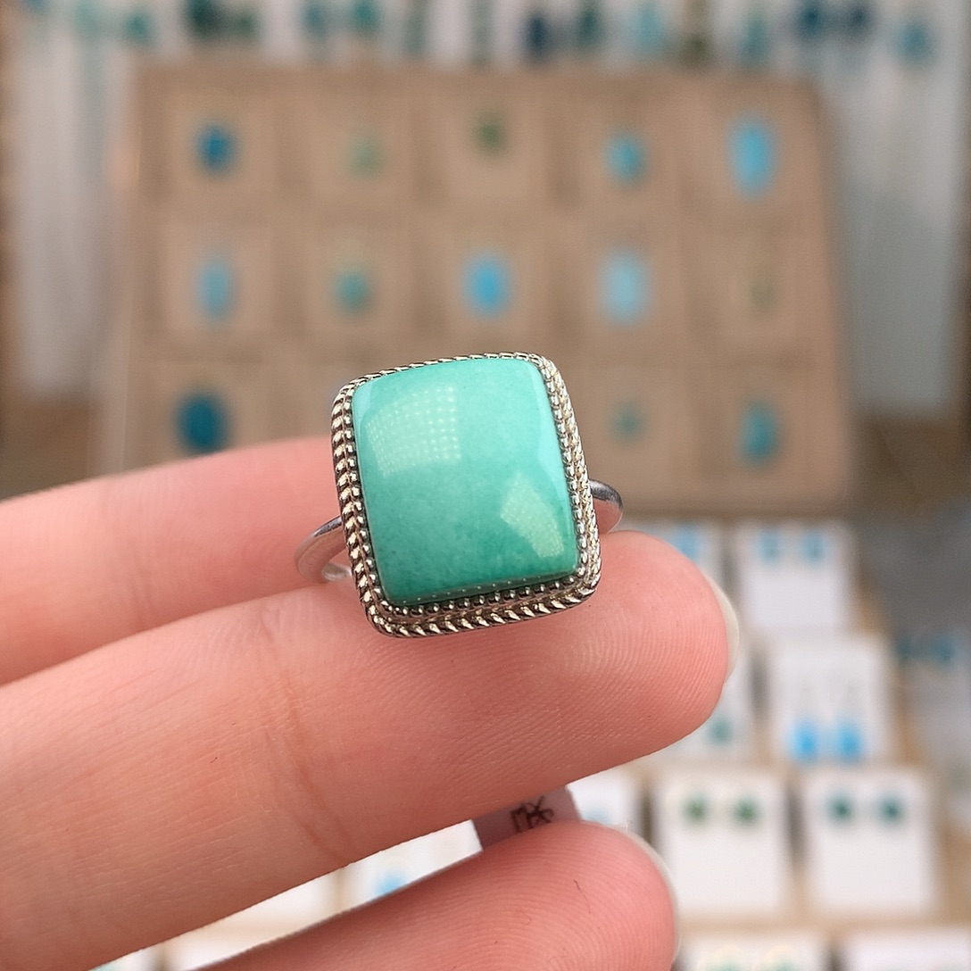 绿松石银S925镶嵌戒指