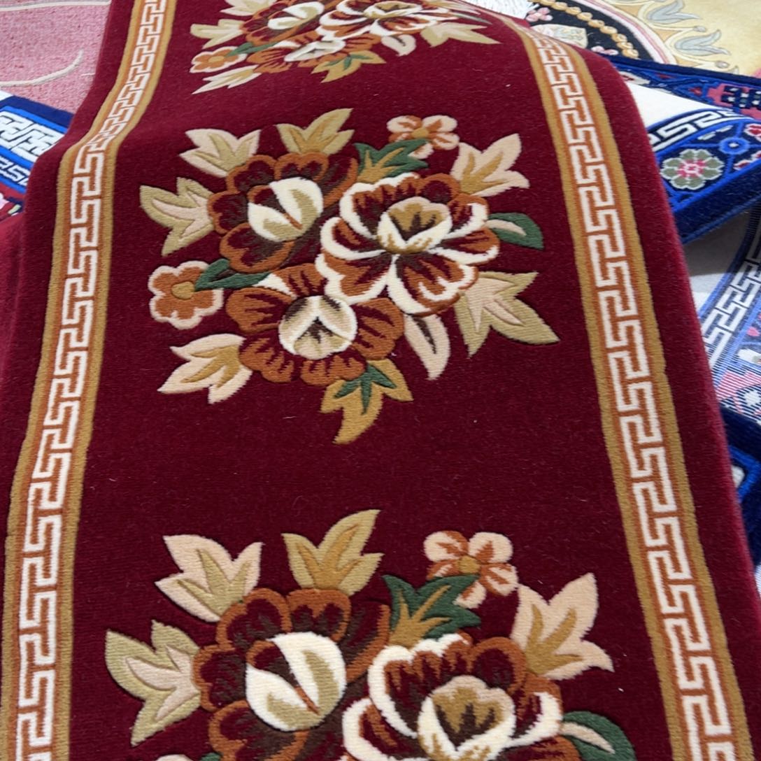 羊毛60×120 60×180新款牡丹红地毯