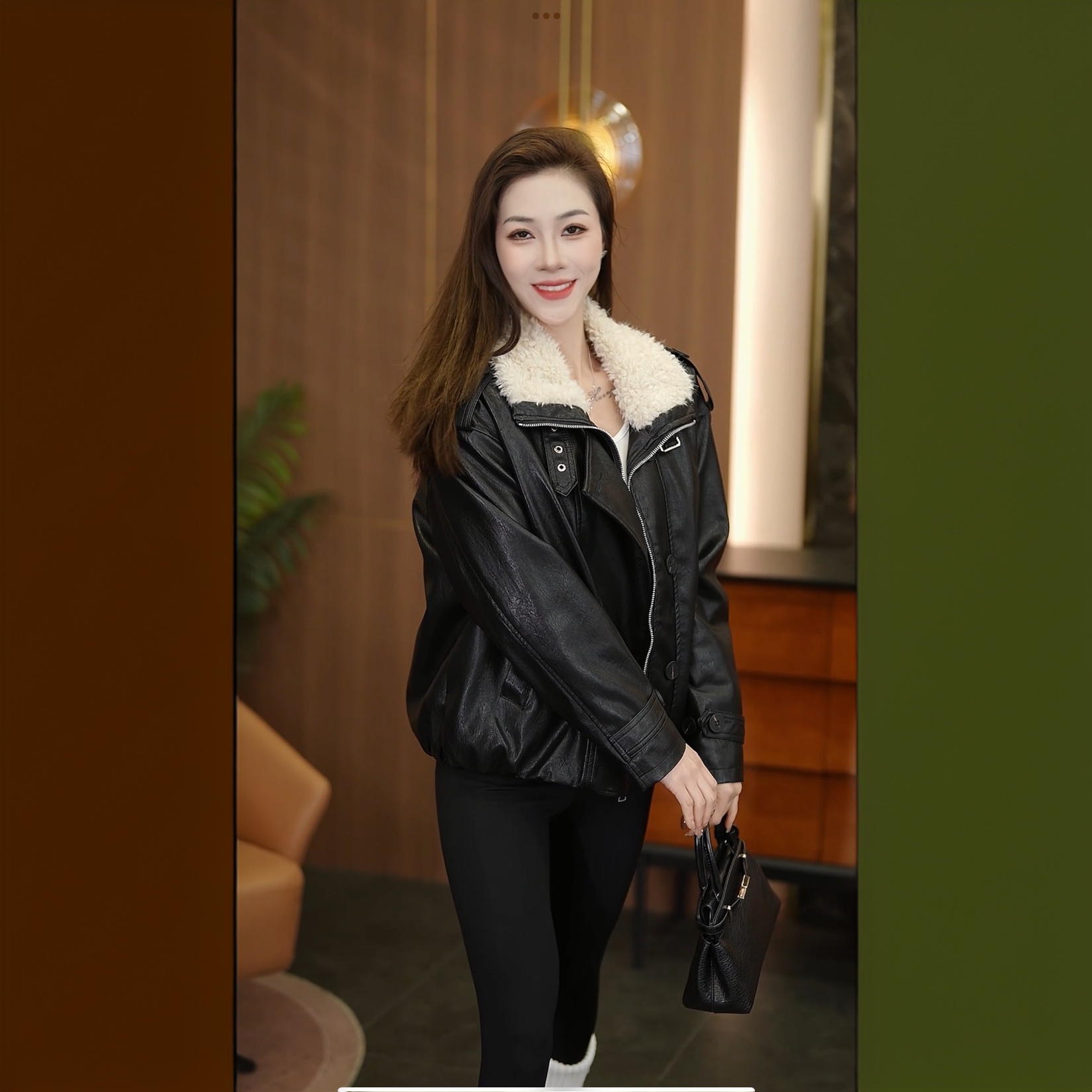 皮衣加绒服女2025冬季新款时髦洋气宽松显瘦短款保暖加绒外套