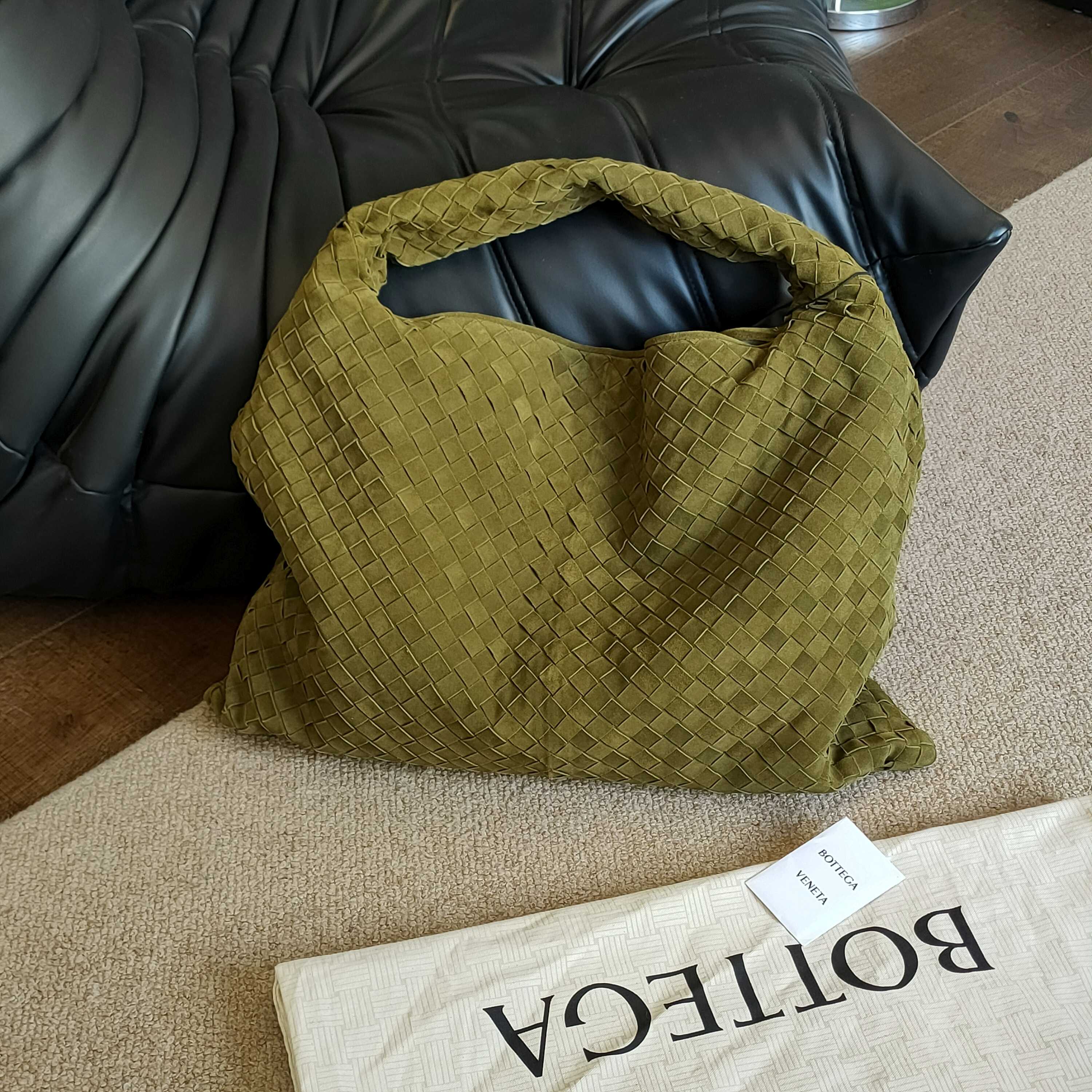 99新 BOTTEGA VENETA/葆蝶家 绿色hop编织大号手提单肩包 37722  
