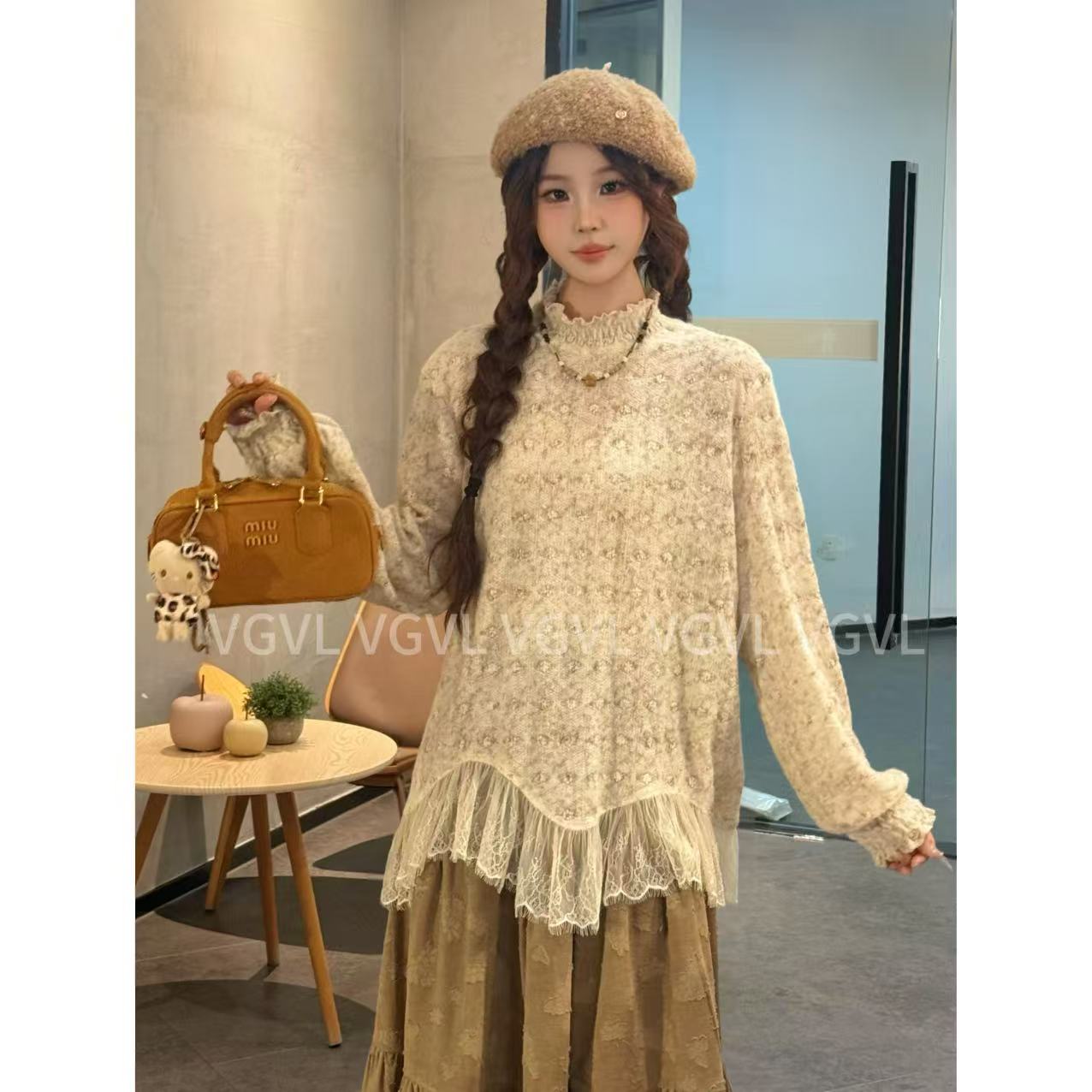 VGVL内搭【伯爵红茶】下摆不规则碎花打底女10188