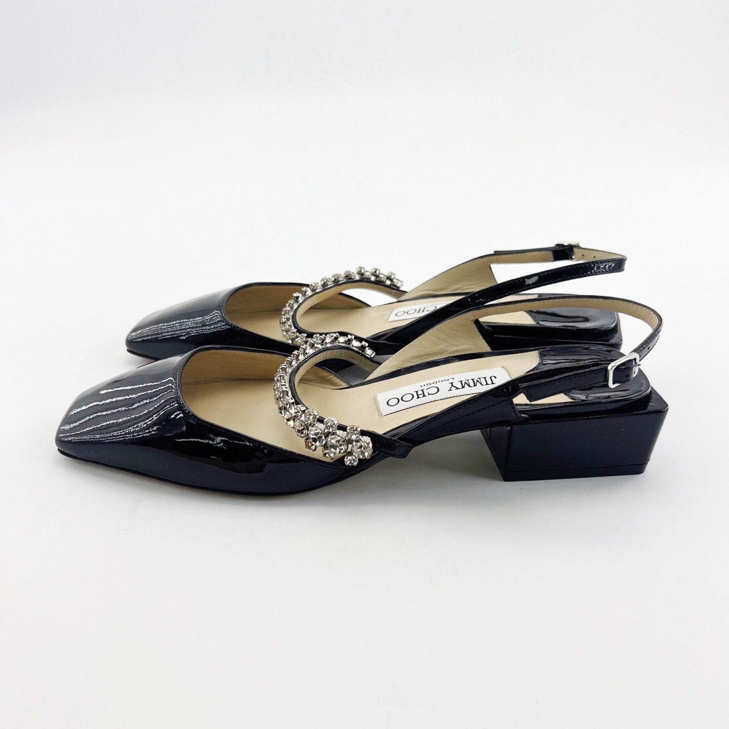 99新 JIMMY CHOO/吉米周 36.5码/黑色水钻凉鞋/14530680