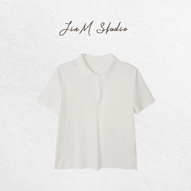 Jinmstudio丨【白学生】新疆长绒棉复古纯色Polo衬衣602501A2810