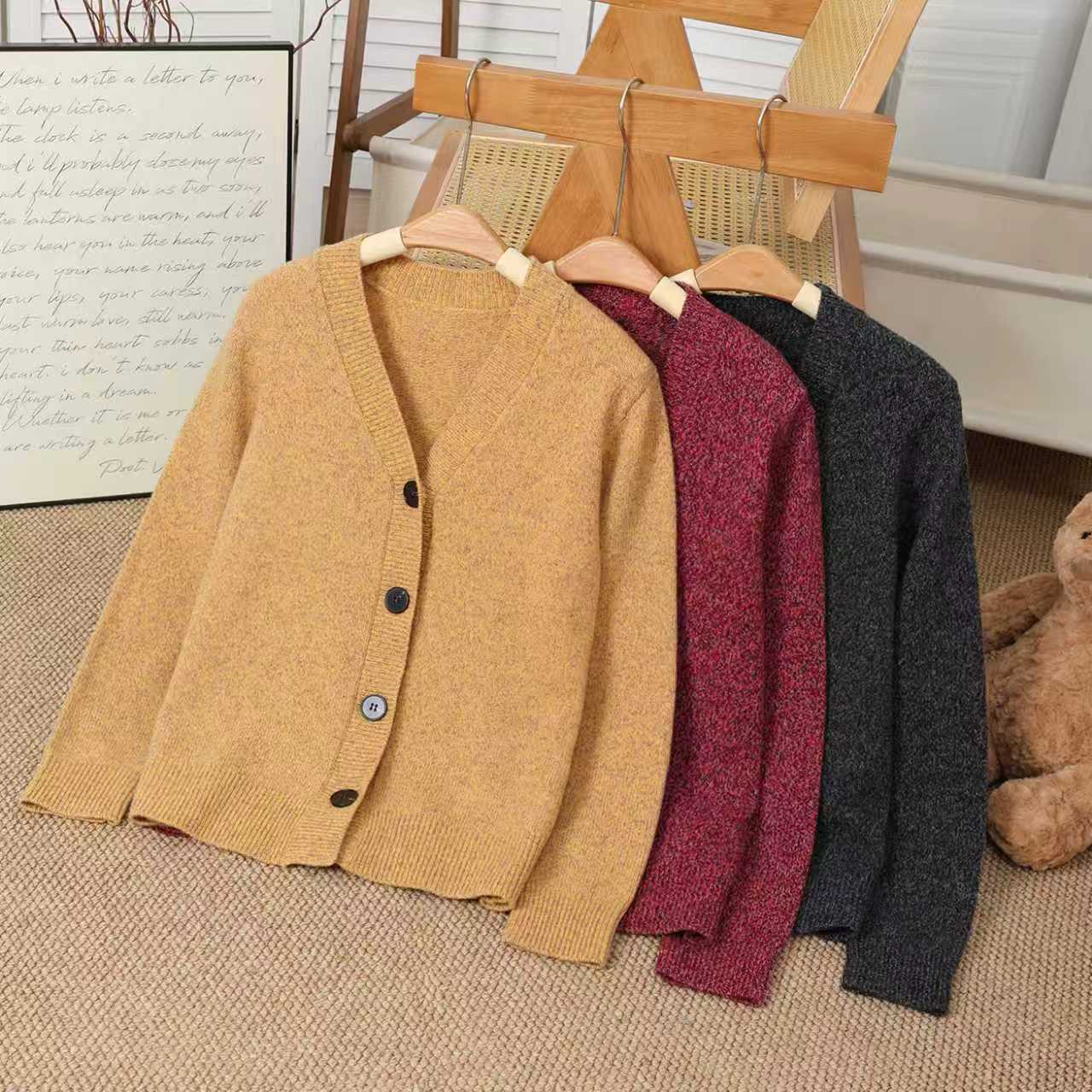 【复古花纱】100%羊毛秋冬必备氛围感花纱针织羊毛开衫#87582