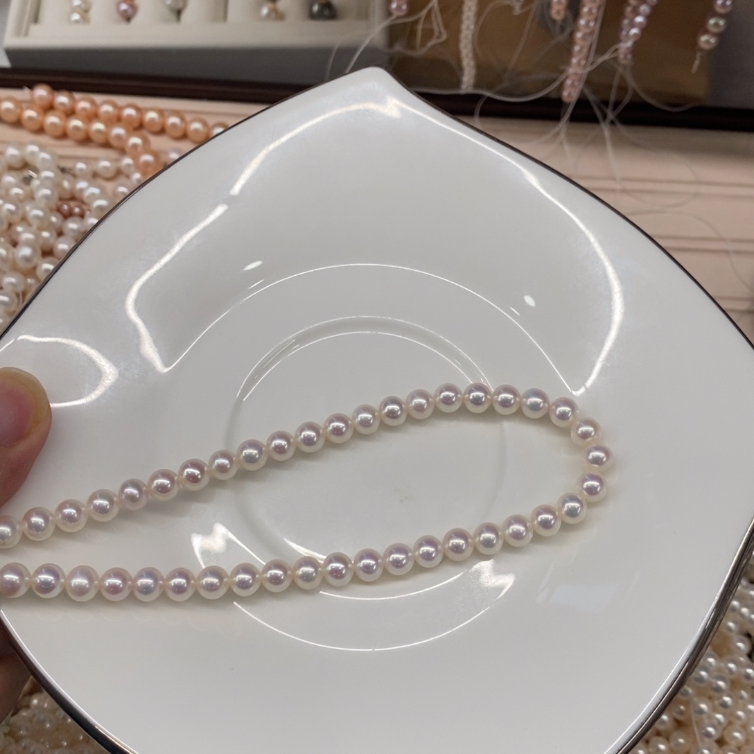 银S925镶嵌淡水珍珠颈饰6/7正圆