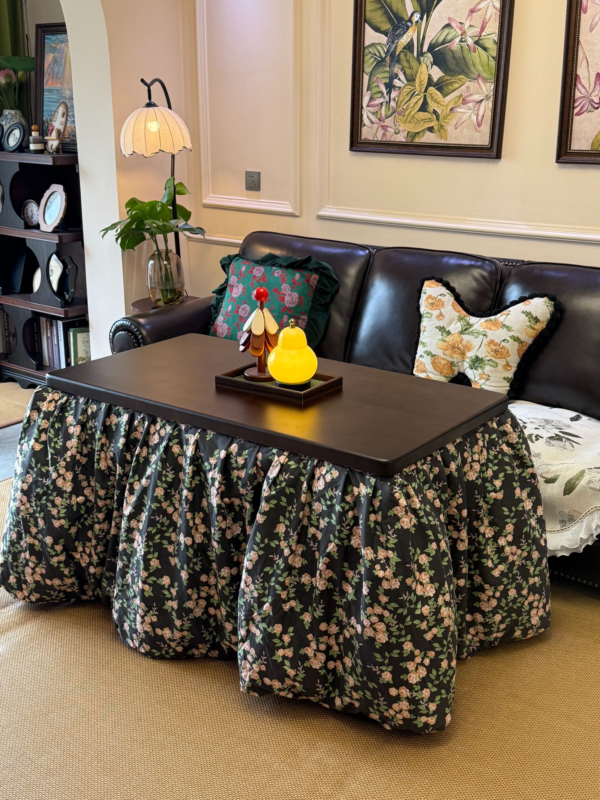 【一整套链接】折叠抽屉款烤火桌子长方形折叠楠竹烤火架取暖桌