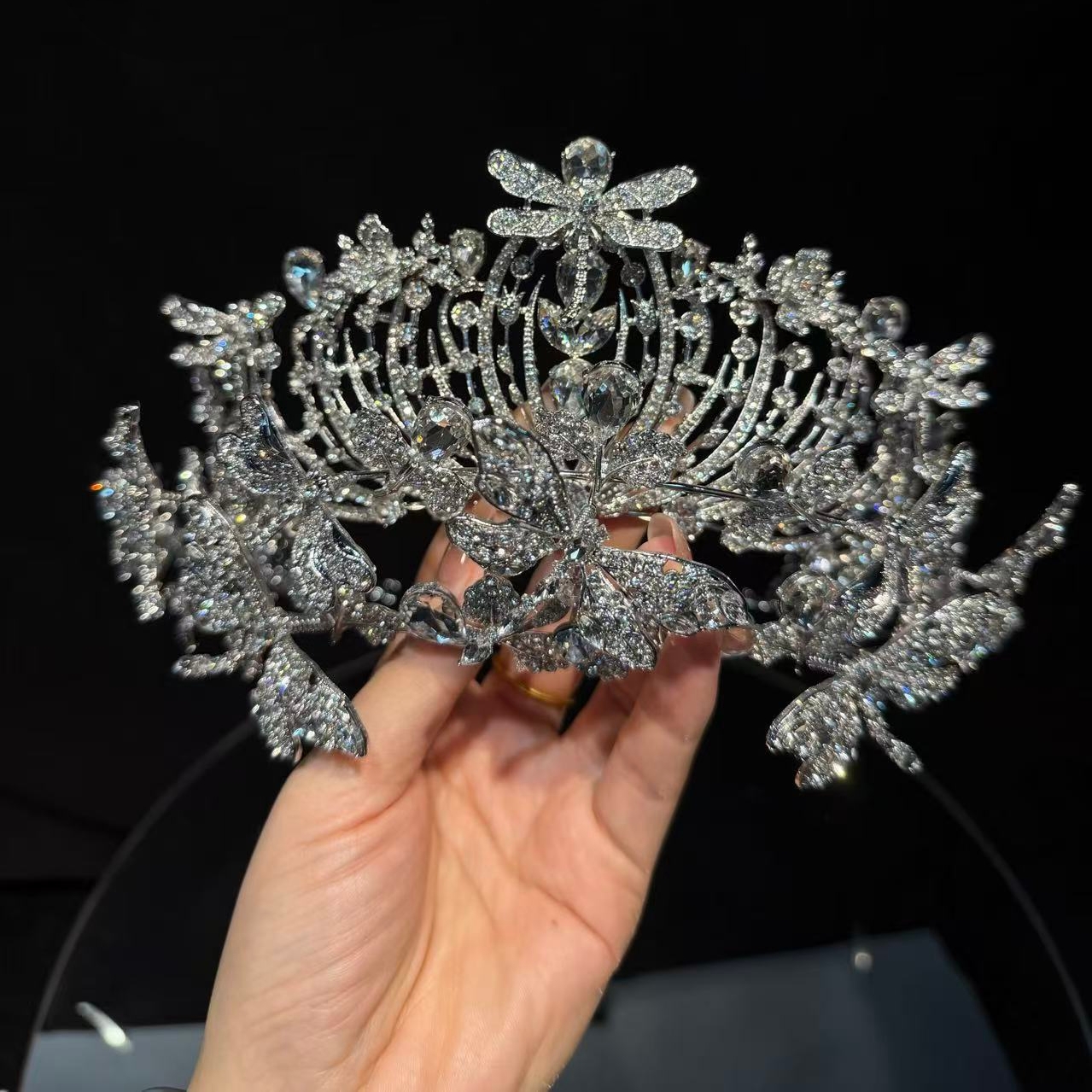 18188奢华灵动蜻蜓皇冠可拆两件套新娘婚礼百搭头饰