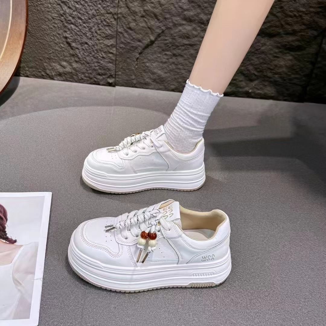浅口低跟圆头修面皮时尚休闲鞋平底小白鞋春季百搭