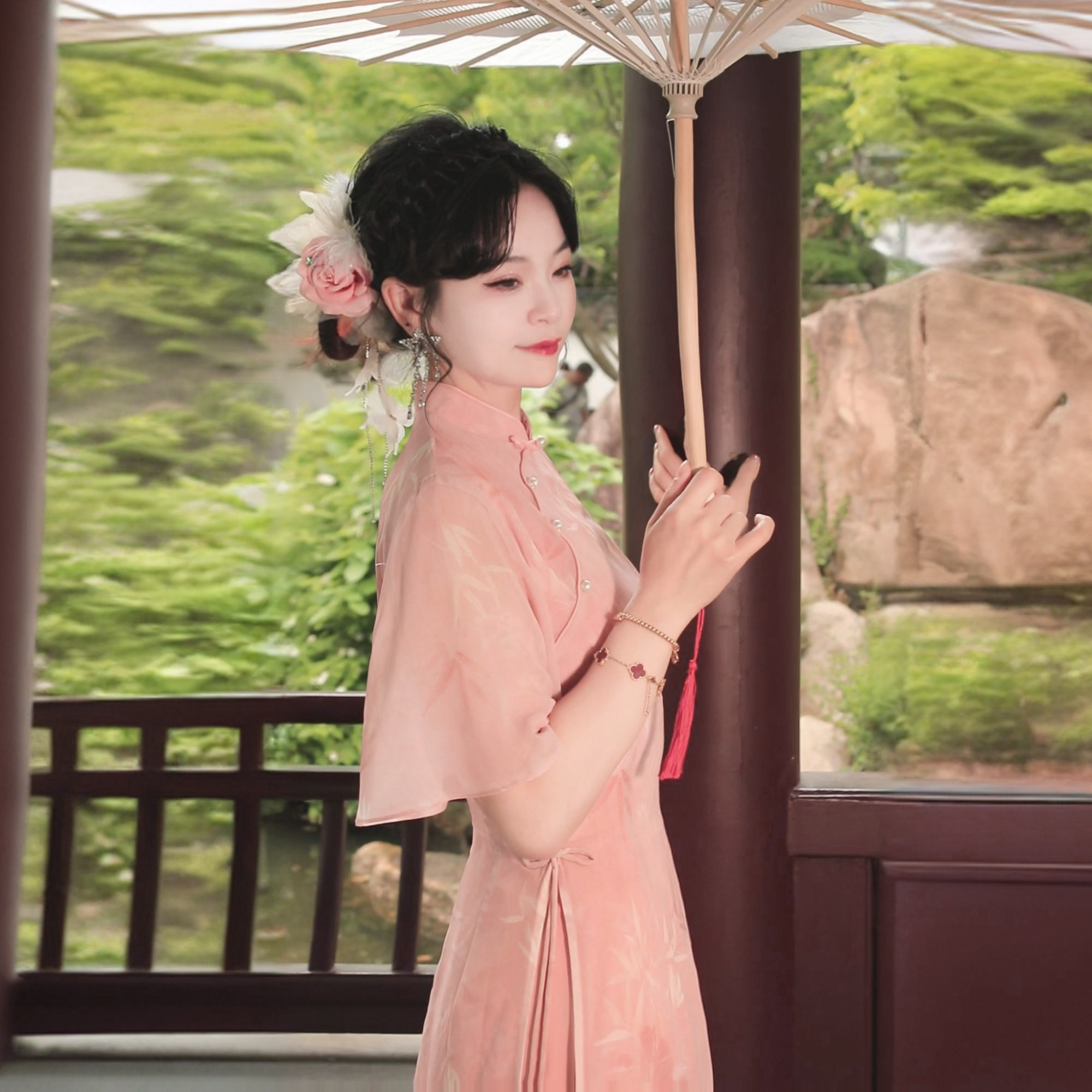 [朝花夕拾]新中式奥黛旗袍日常款复古优雅显瘦遮肚子中国风旗袍裙