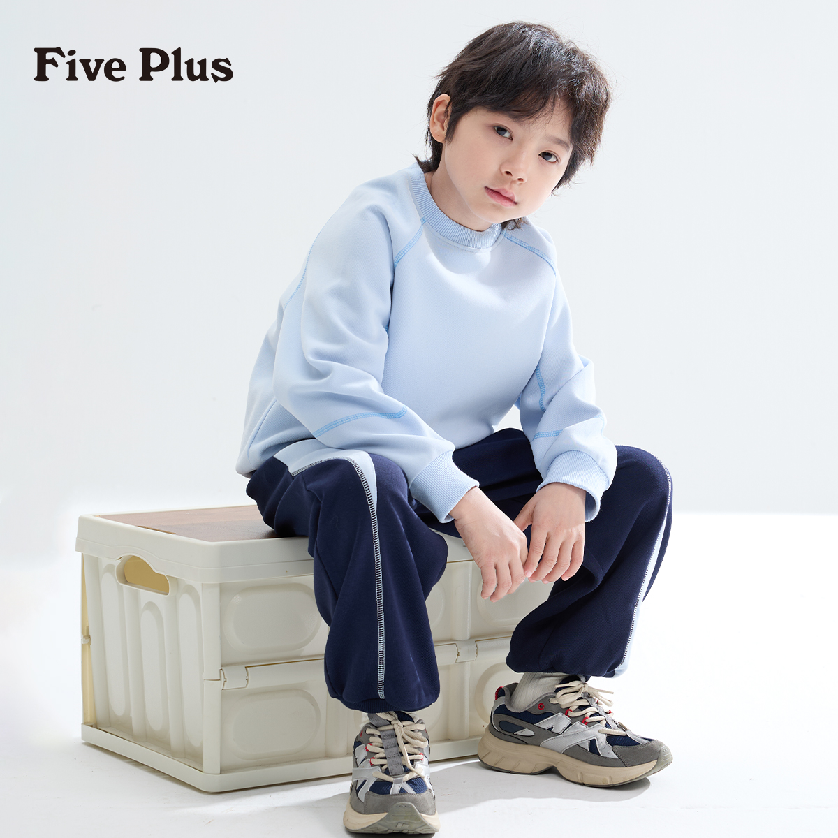  Five Plus童装男童套装2025新款春秋款洋气百搭休闲外套儿童长裤