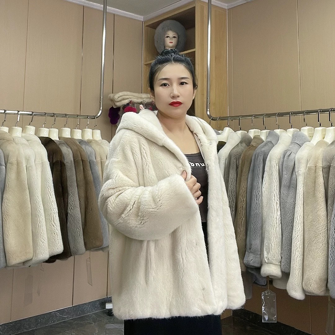 进口紫标紫金短二水貂皮草女整貂短款貂皮大衣时尚年轻款外套冬