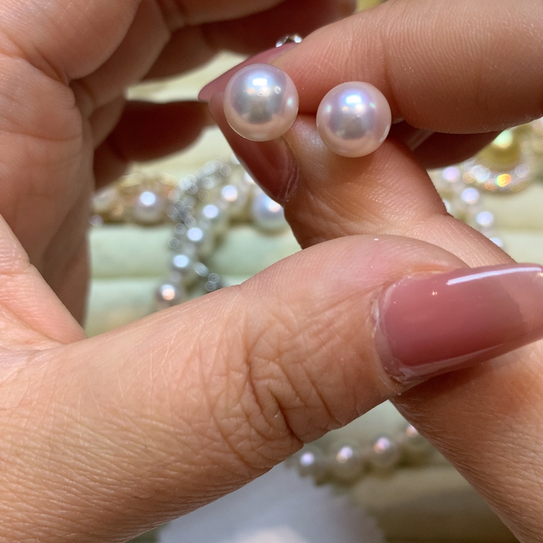 海水珍珠耳饰银S925镶嵌