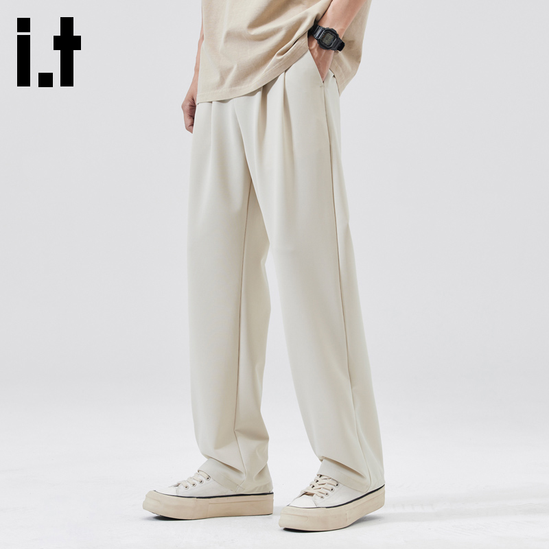 it.izzue垂感休闲西裤男士夏季新款宽松男生衣服高级感裤子直筒