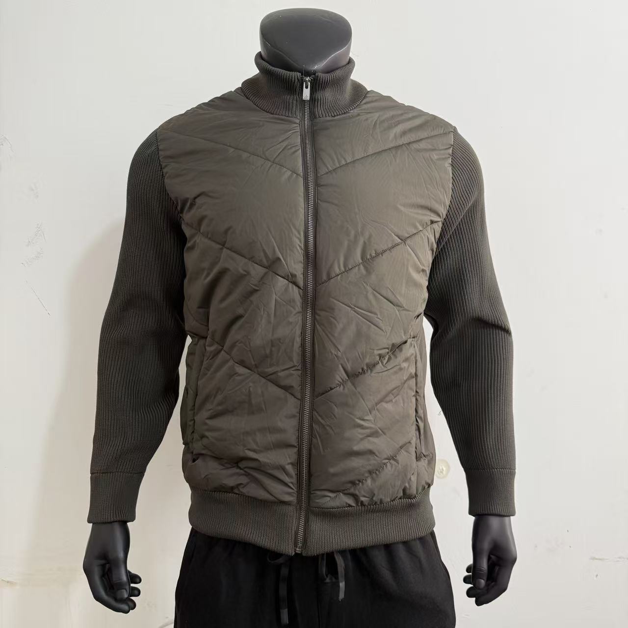 dt秋冬新款男士夹克保暖外套 粗针织拼接立领