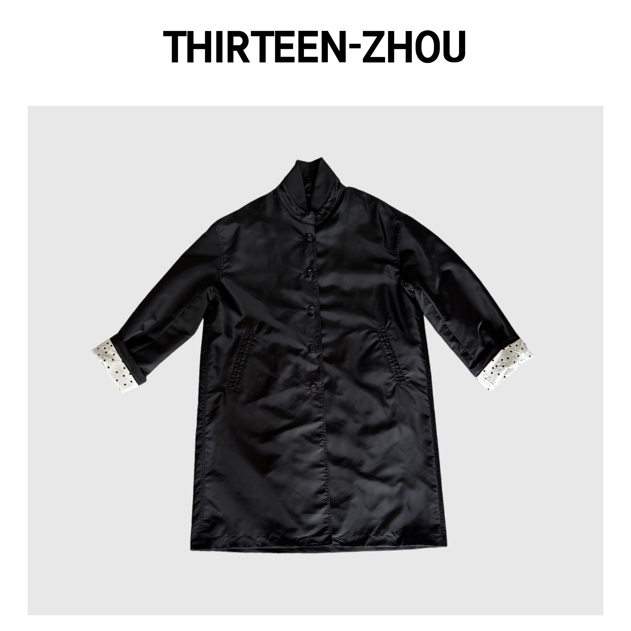 THIRTEEN -ZHOU宽松型通勤中长款气质美式欧美风皮外套