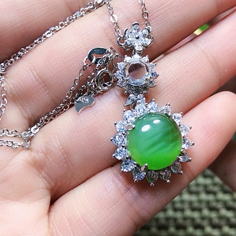 和田玉挂件银S925镶嵌