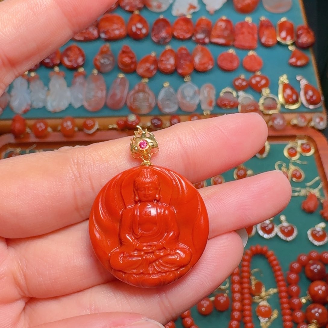 南红玛瑙南红18K金镶嵌