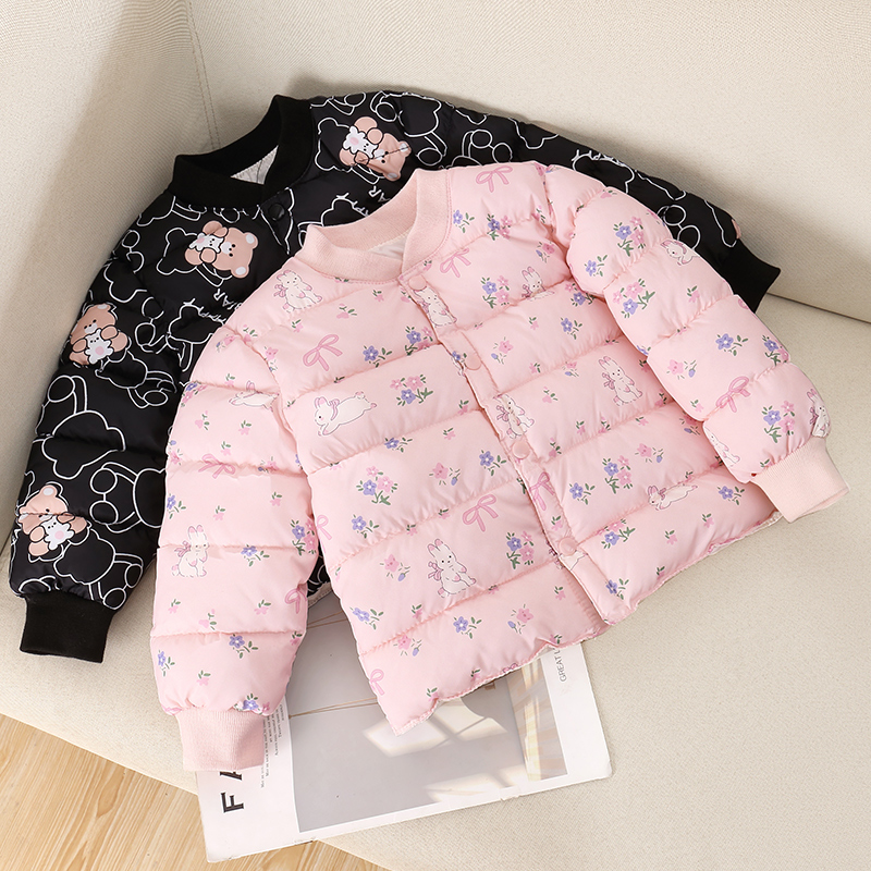 宝宝秋冬季外套中小童夹棉加厚棉服女童可爱棉衣男童帅气衣服女宝