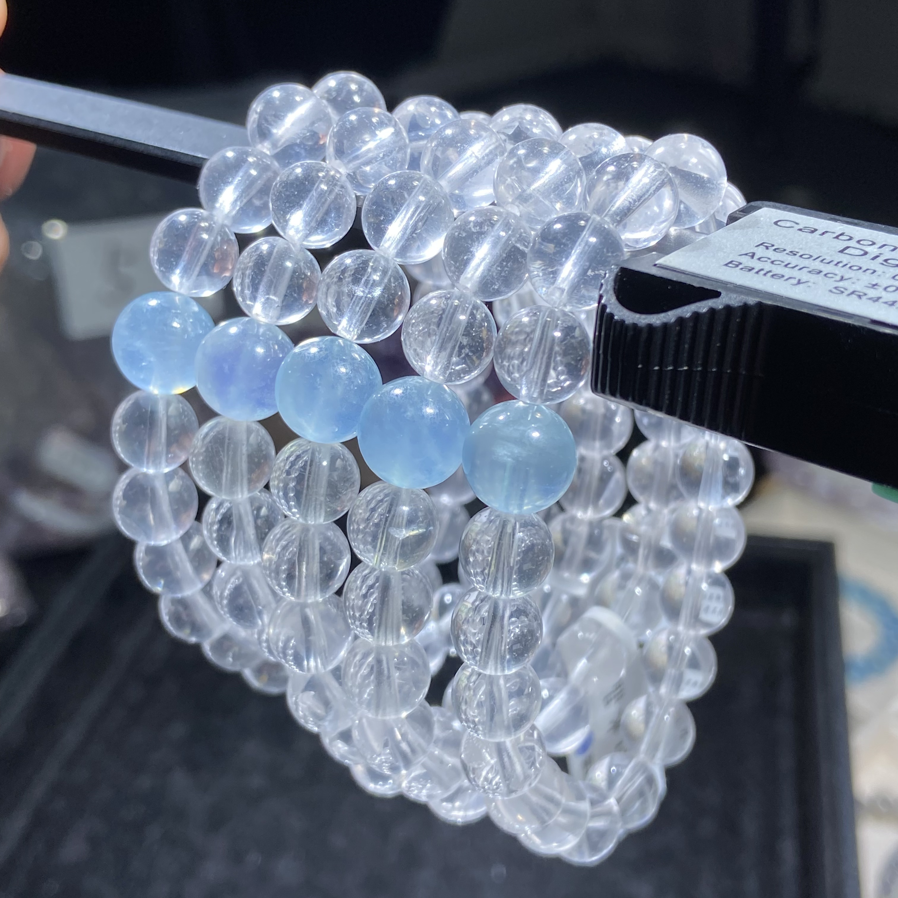 【大林家】【露思同款】轻奢保真水晶高级叠戴海蓝宝白水晶 