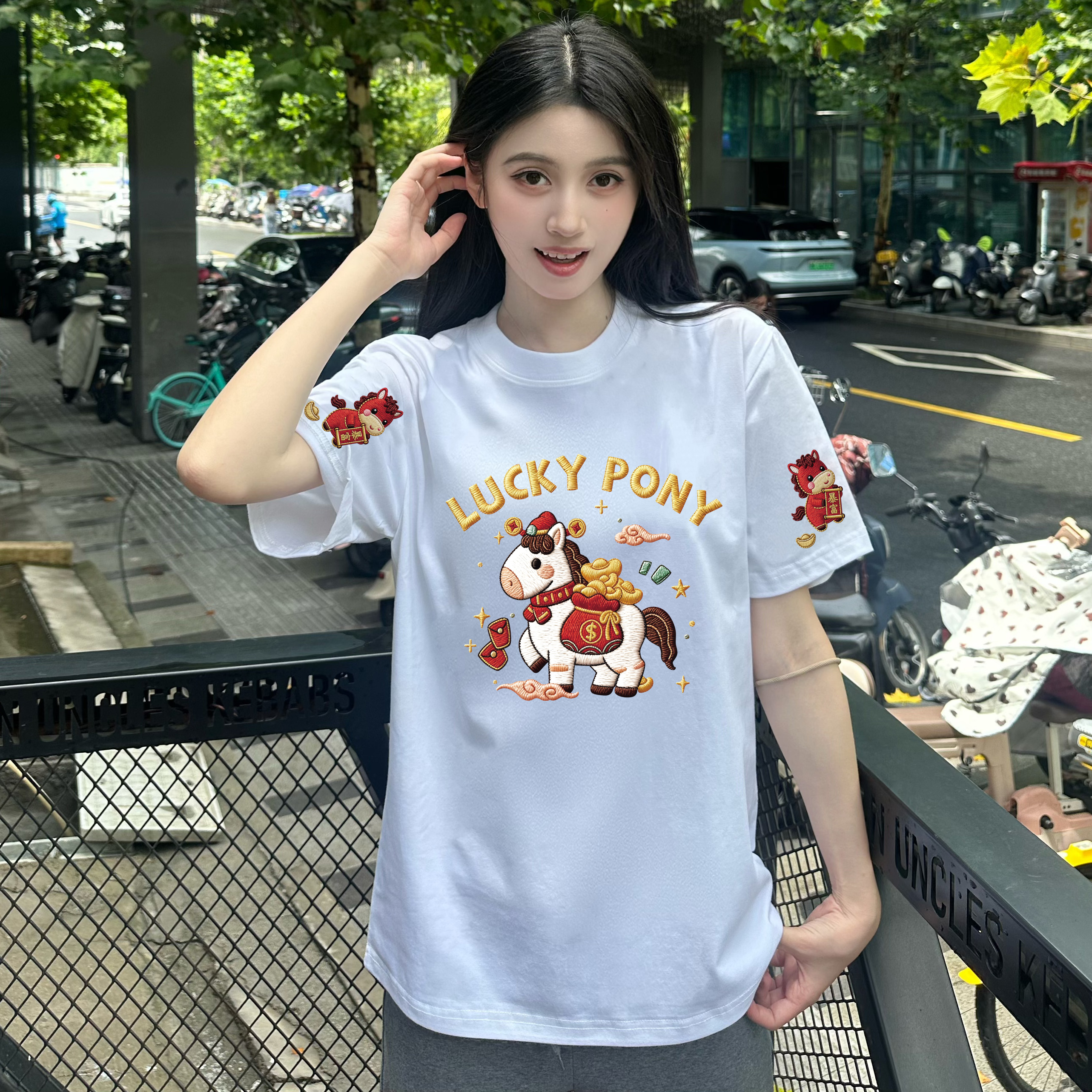 新年常规款春秋圆领印花T恤圆领卡通inst恤