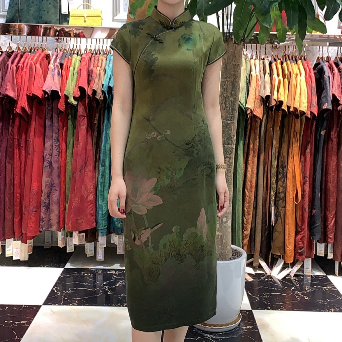 香云纱改良款旗袍裙