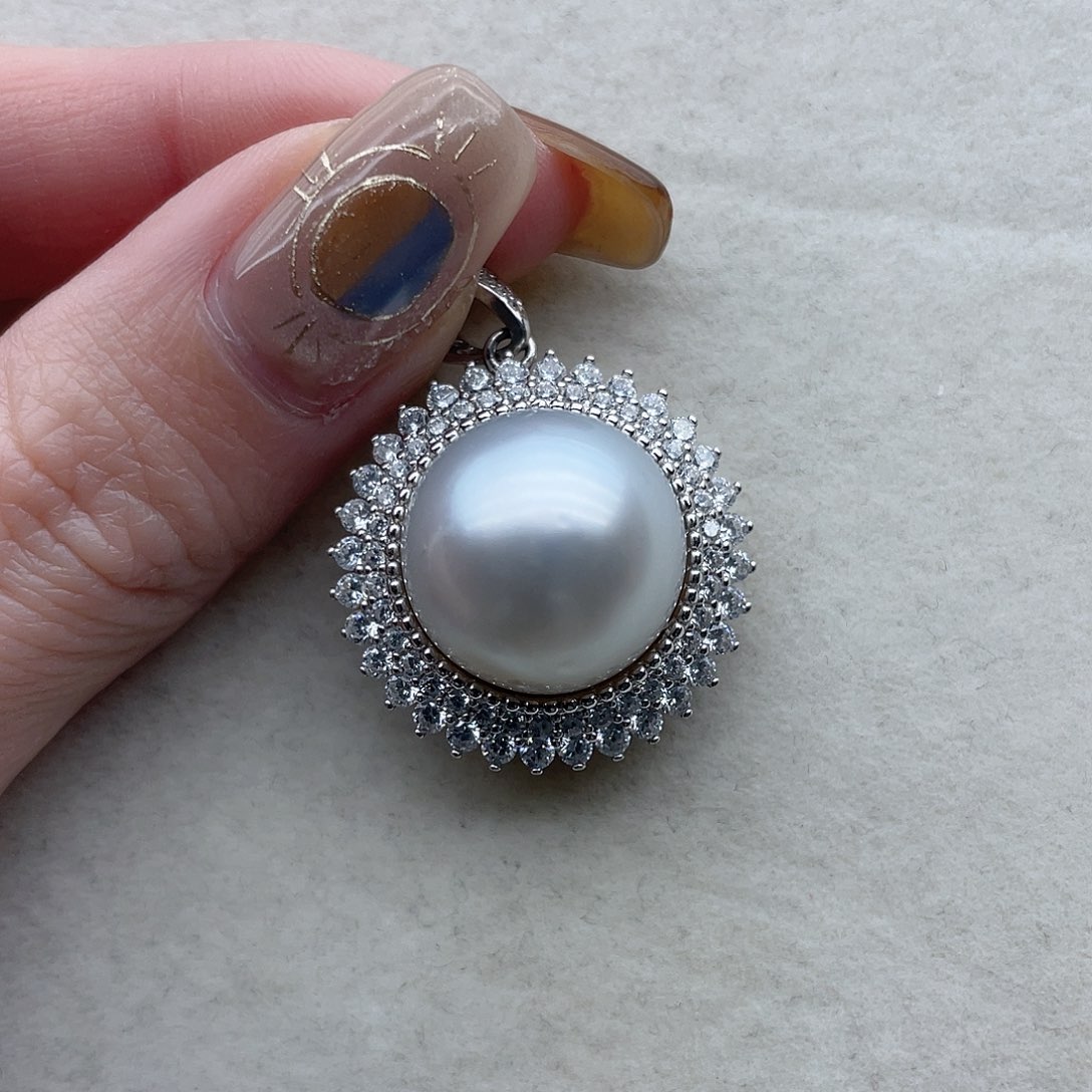 海水珍珠银S925镶嵌吊坠99