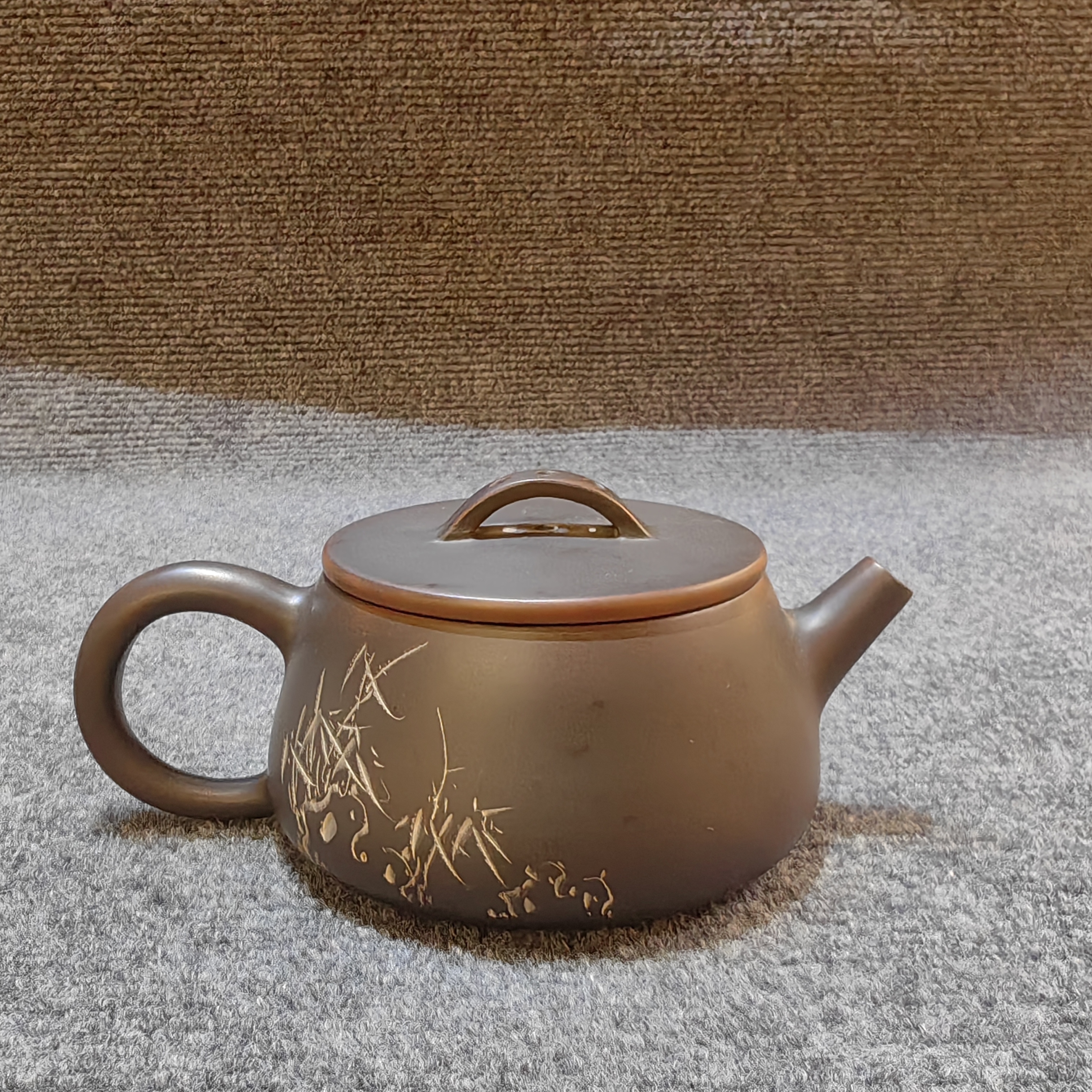 钦州坭兴陶全手工制作仿汉瓦款精美220毫升泡茶壶