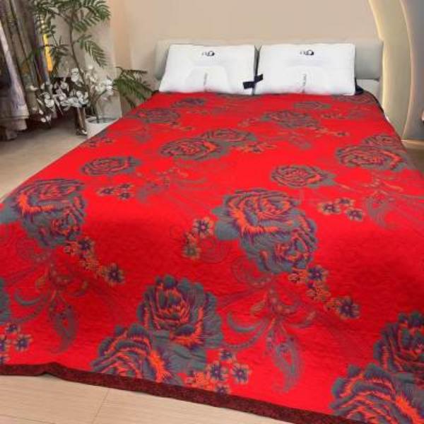 【R床盖-加大国色牡丹】230*250cm多层纱布山羊绒细沙柔软通用床盖