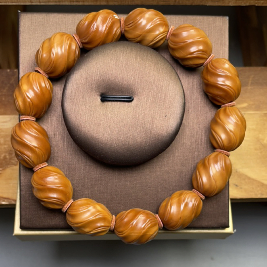 扭转乾坤 1.5老树水晶核 桶珠料纯手工橄榄核素串