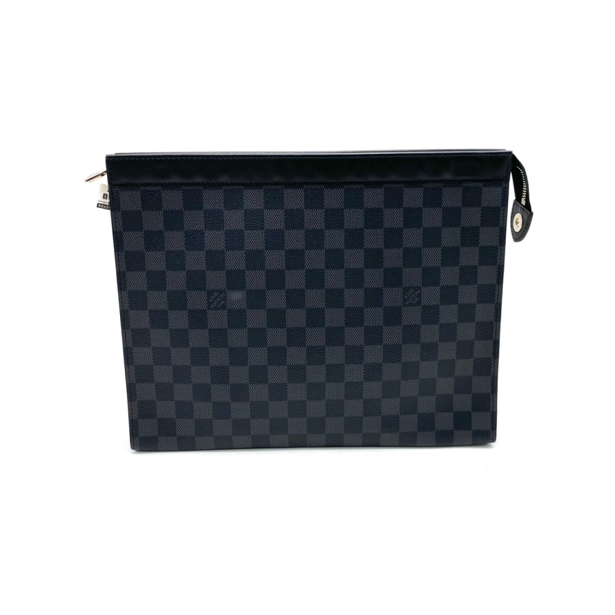 95新 LouisVuitton/路易威登 98新大号黑棋盘格手拿包 尺寸33/26