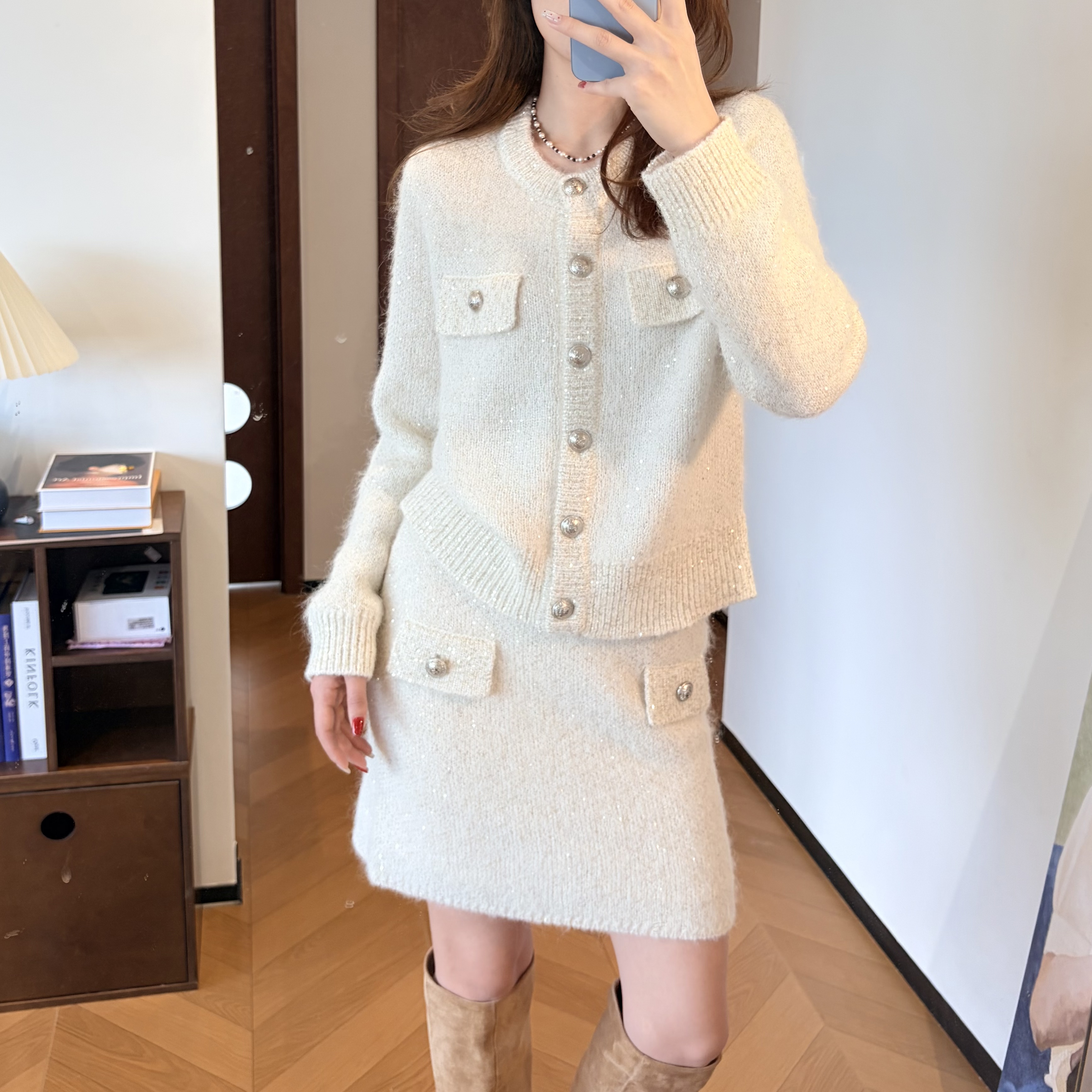 【半裙】高级感珠片针织小香风半裙3063