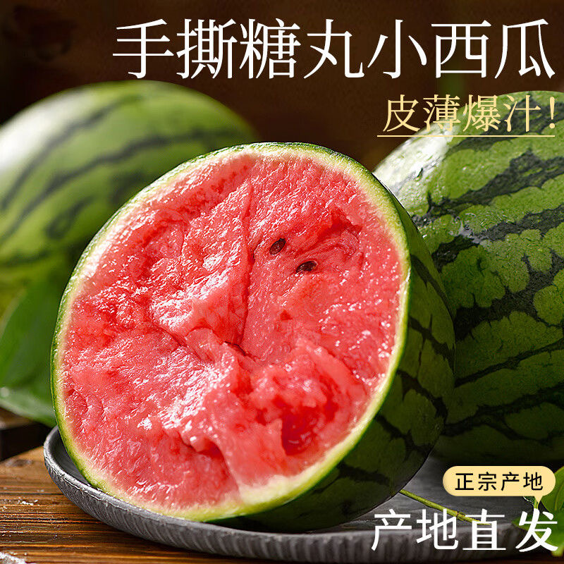 【陈氏阳光】河南中牟头茬小吊瓜4-4.5斤两颗装手撕薄皮西瓜脆甜多汁新鲜河南省