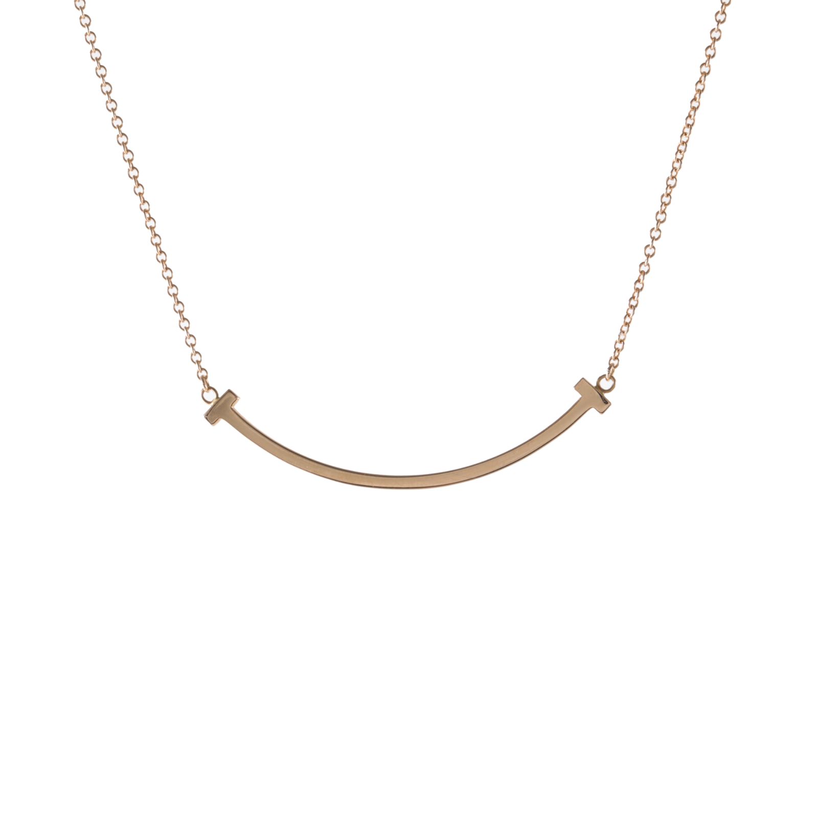 99新 Tiffany & Co./蒂芙尼 小花柳 T微笑项链 小号 项链 玫瑰金 