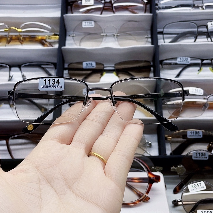 弱****半框拉丝天然石头眼镜