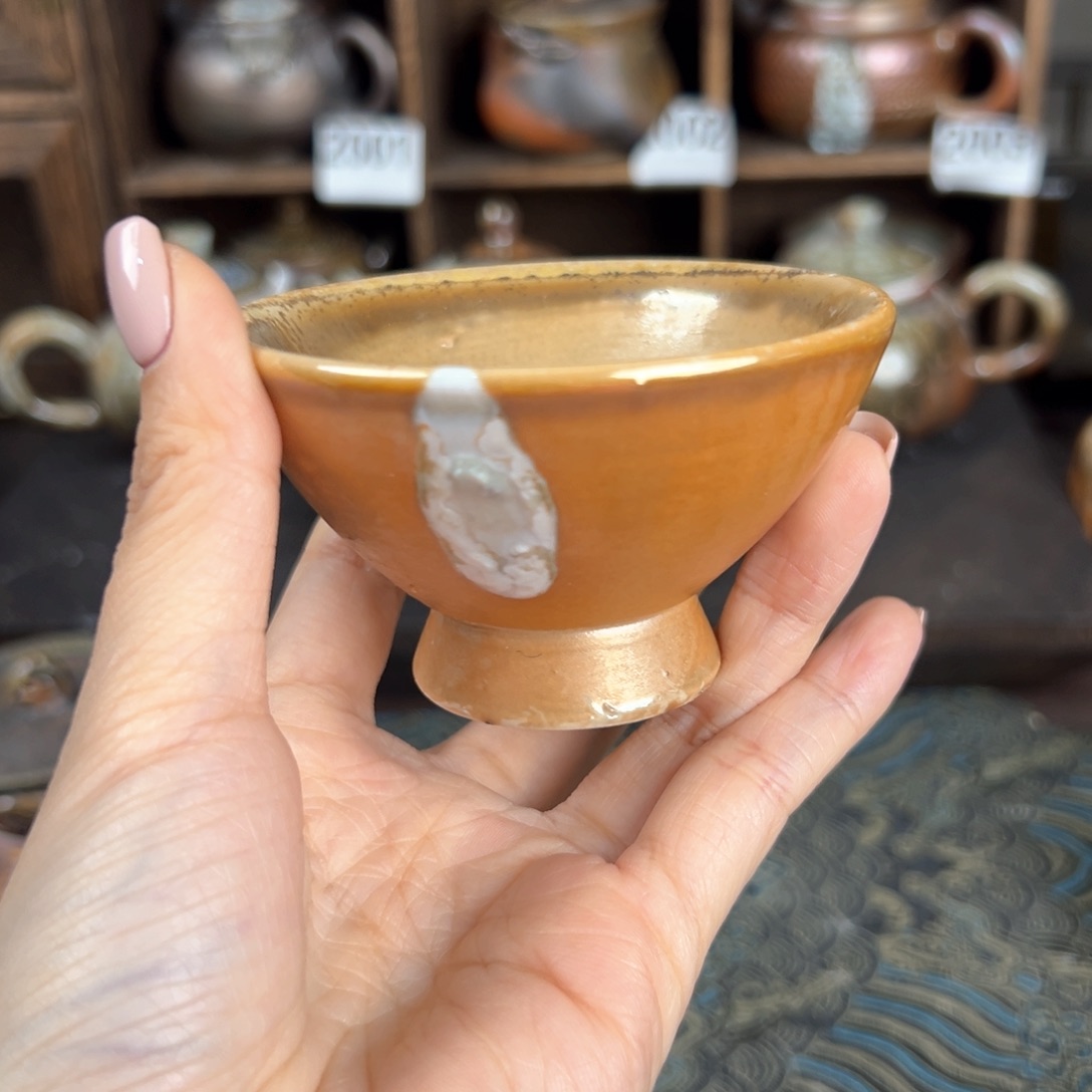 杯柴烧茶器中白主人杯
