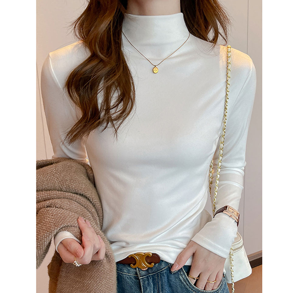 半高领德绒打底衫女秋冬新款亲肤一体绒加厚内搭修身显瘦长袖上衣