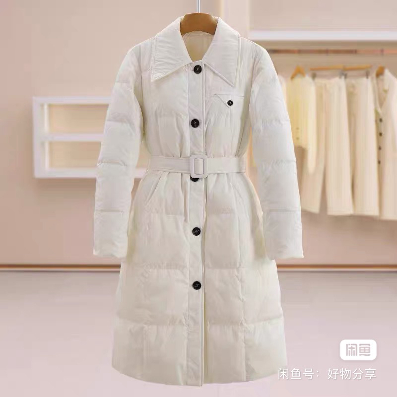 冬季气质白鸭绒收腰显瘦过膝羽绒服