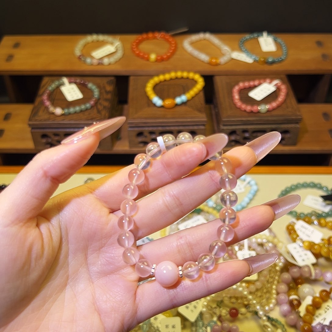 水晶手链银S925镶嵌星光粉