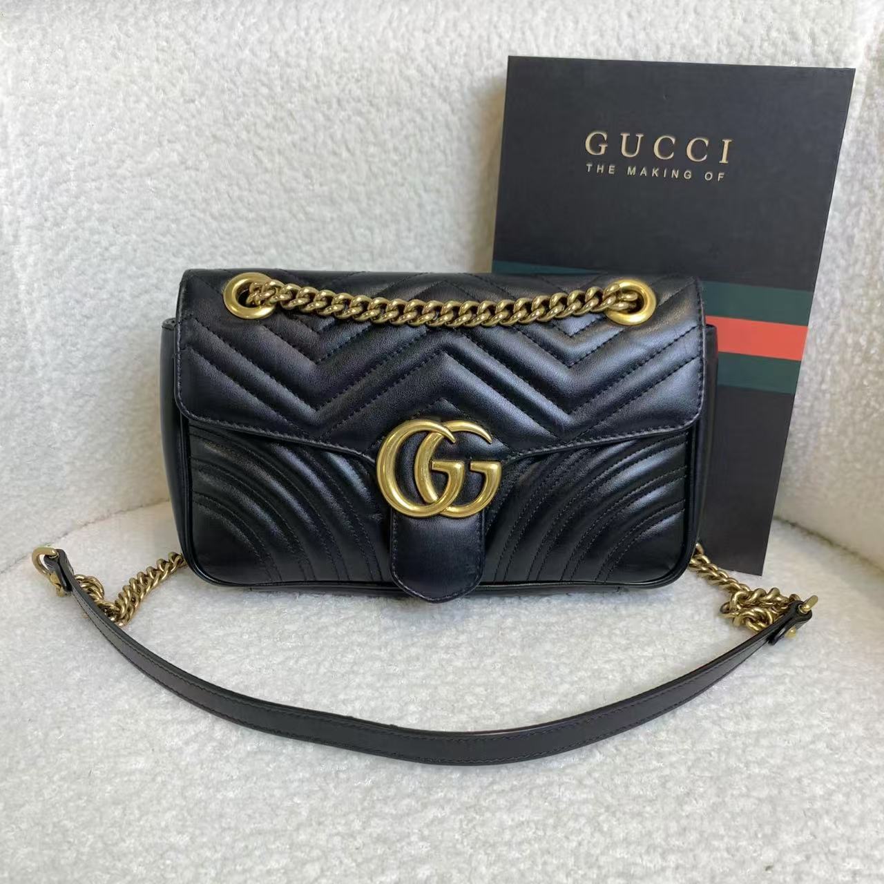 99新 GUCCI/古驰 壹臻/黑金马蒙26斜挎包/ 61263094