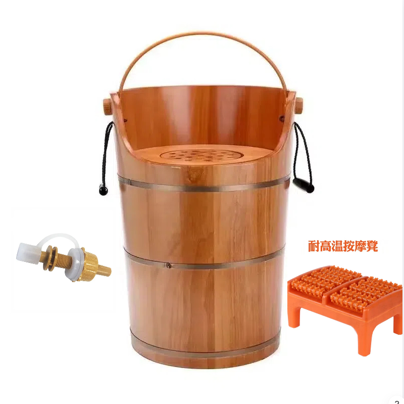 家用蒸汽木桶耐高温加热泡脚桶恒温过膝洗脚桶足浴盆蒸脚足浴桶