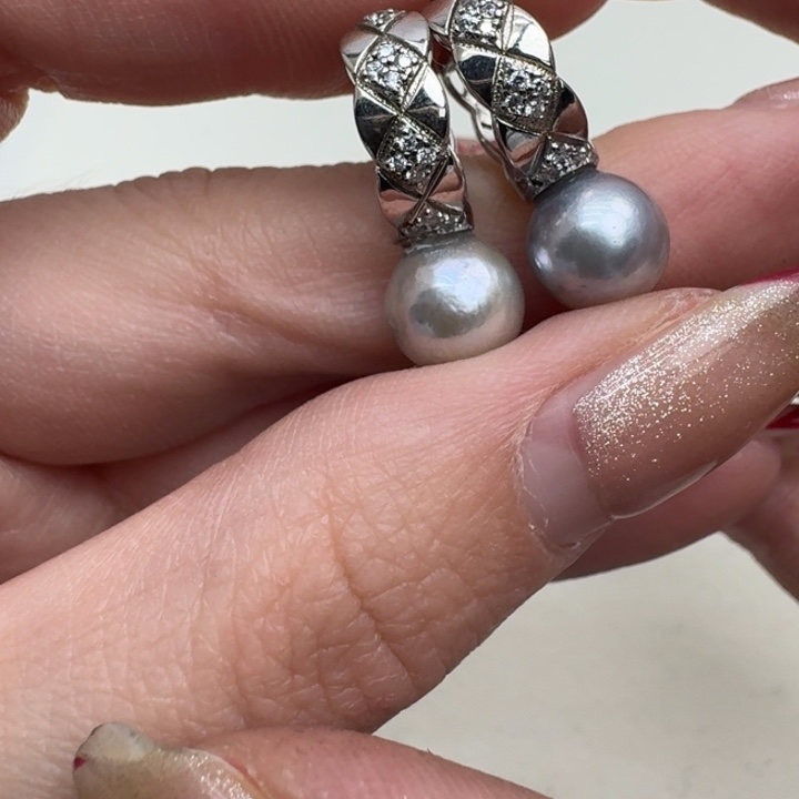 海水珍珠耳饰银S925镶嵌