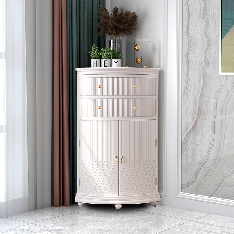 轻奢意式转角柜现代简约墙角置物架客厅实木拐角三角形储物餐边柜