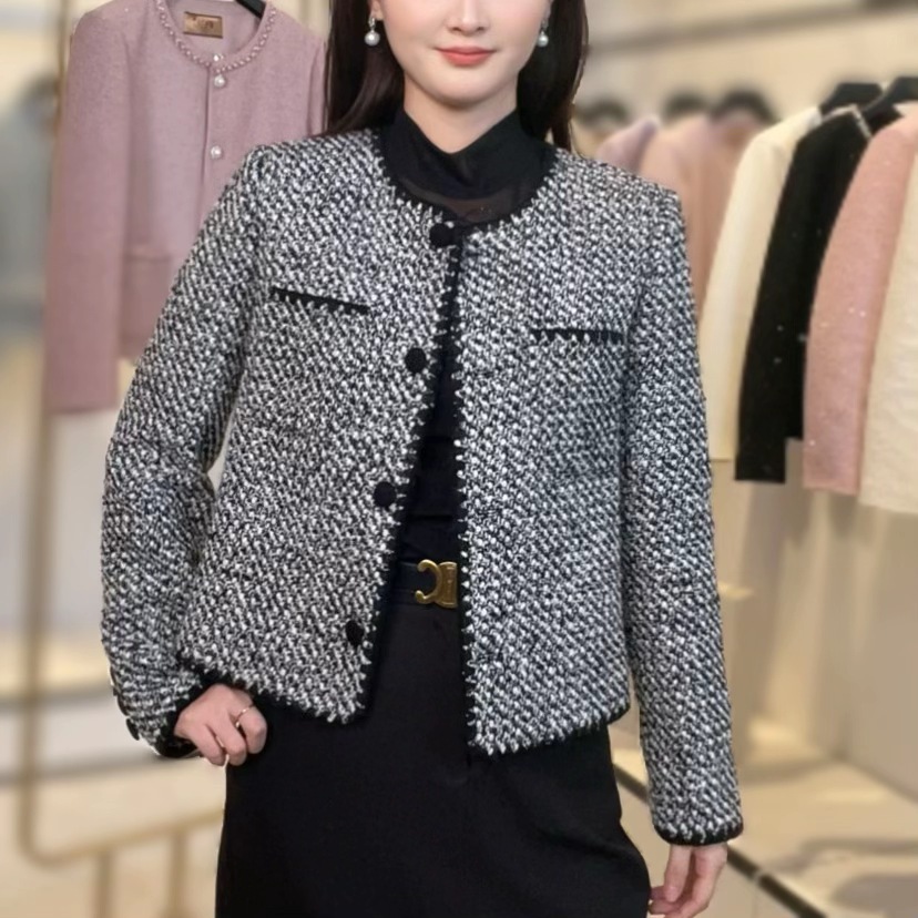 小香风显白气质时尚毛呢洋气秋百搭女士复古长袖外套休闲