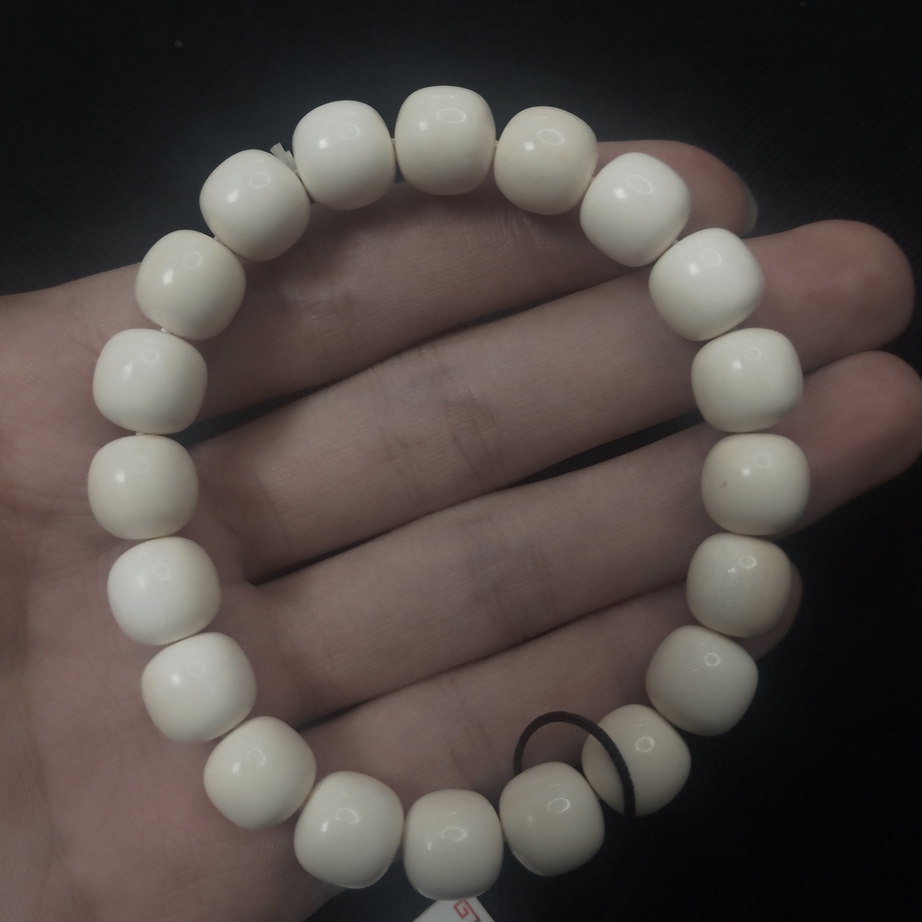 15011天然猛犸牙冰白牙心料老型珠款佛珠串节日送礼男女同款