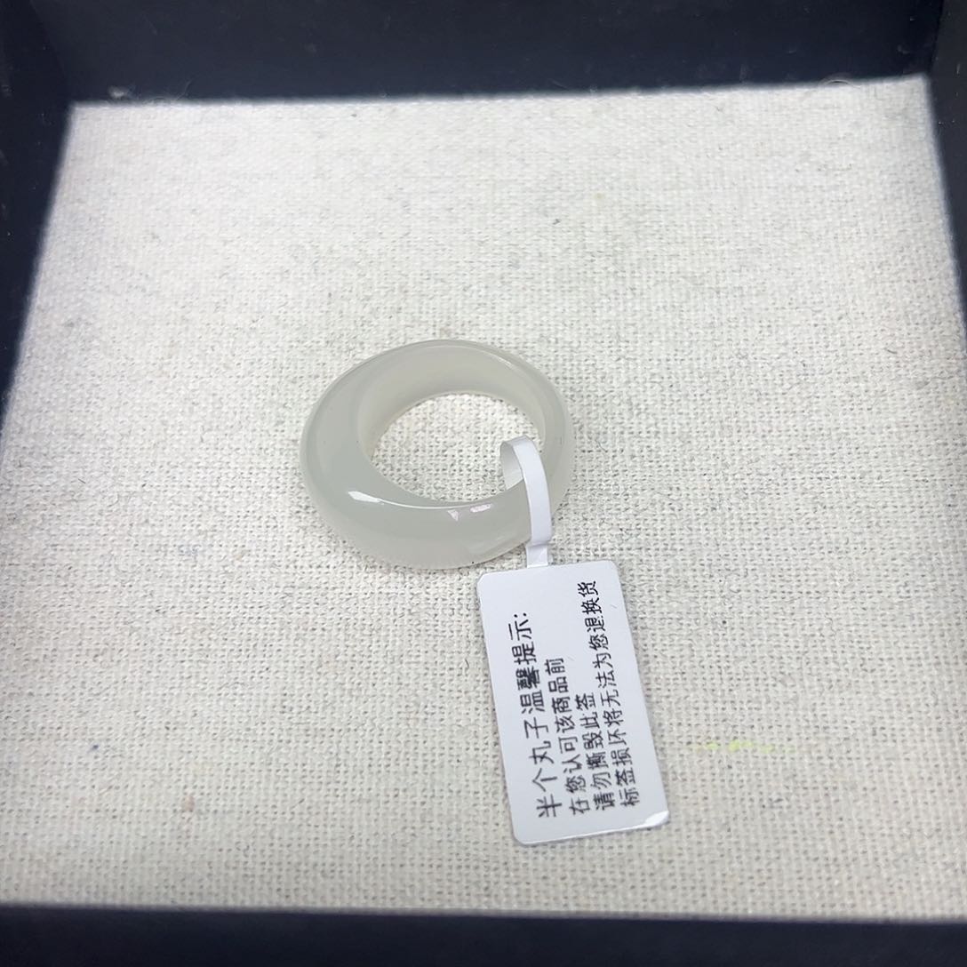 和田玉未镶嵌戒指14号冰白馒头