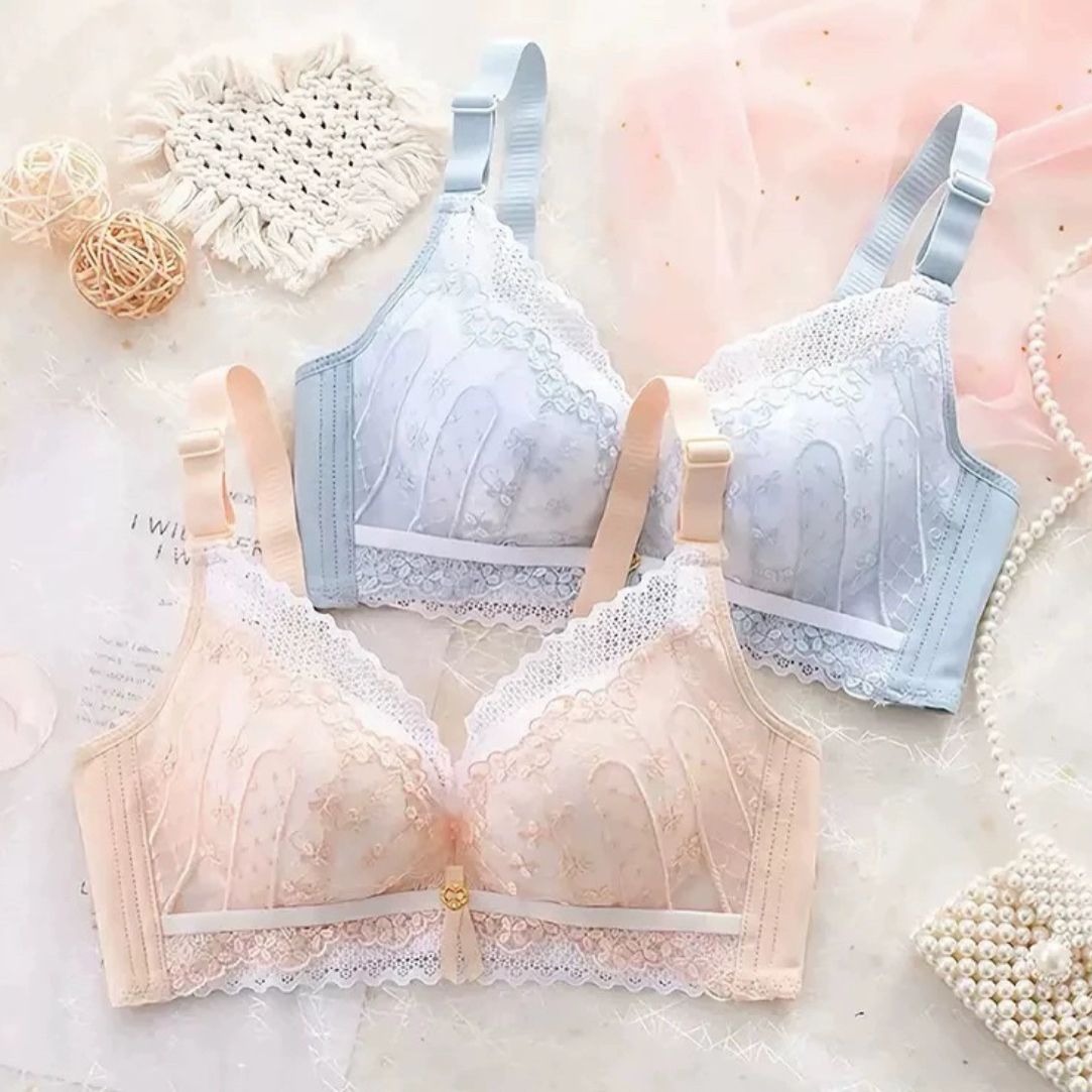 爆款女士内衣女无磁无钢圈聚拢调整型中厚薄款蕾丝上托小胸显大