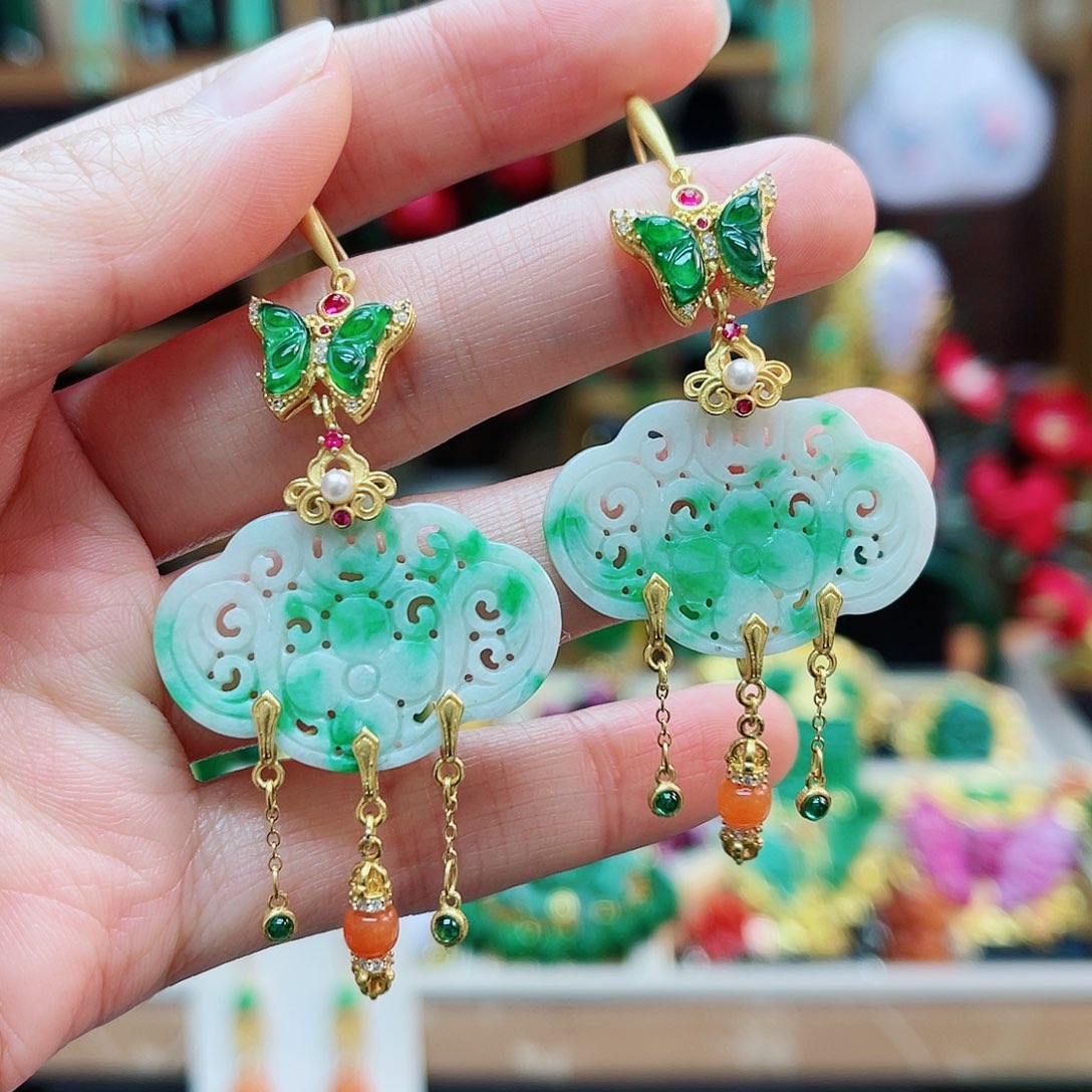 合金翡翠耳饰48小时鉴赏期1