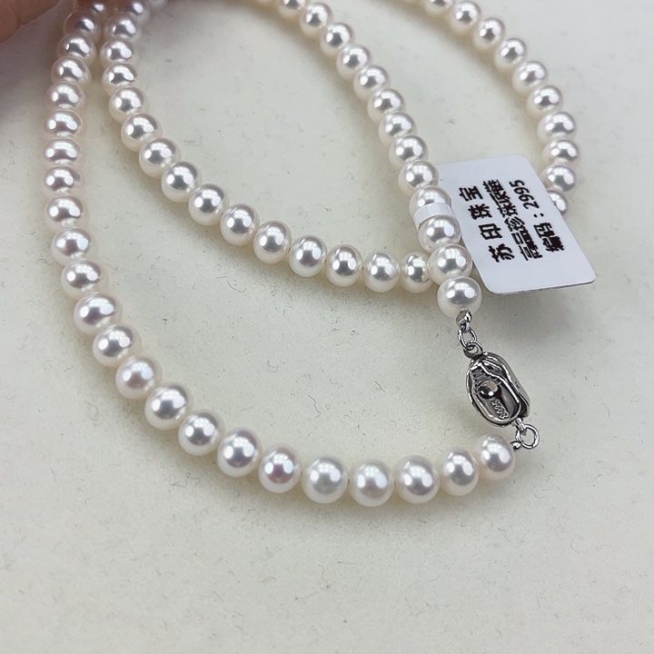 淡水珍珠颈饰银S925镶嵌卡5.6极光炫彩镜面光