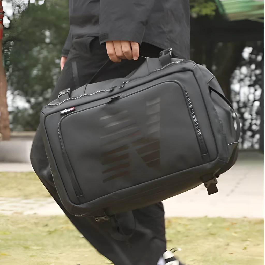 防水休闲风潮流男士双肩背包车缝线轻职风户外通勤旅行登山手提包